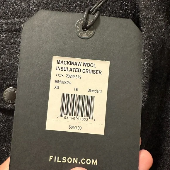 Filson Mackinaw Wool Insulated Jacket XS NWT
